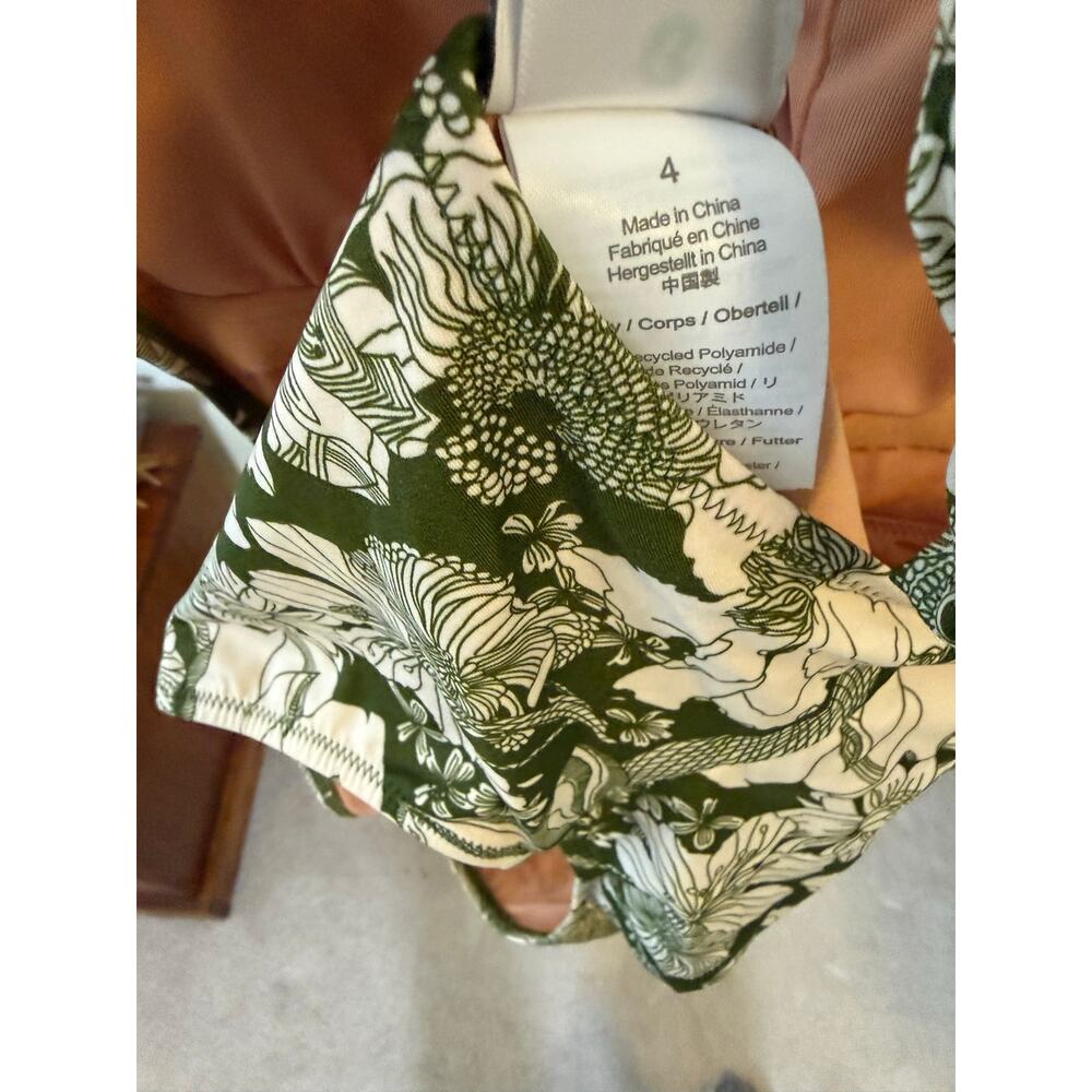 J. Crew Floral green Bathing Suit sz 4 sexy back one piece swimwear swimsuit - Picture 4 of 4